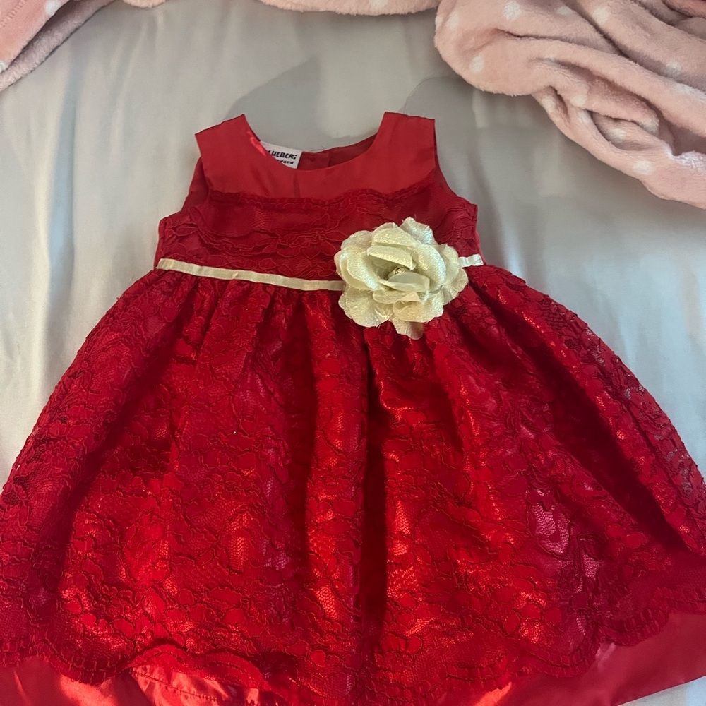 Blueberi Boulevard Red Cream Sundress Square Neck Formal